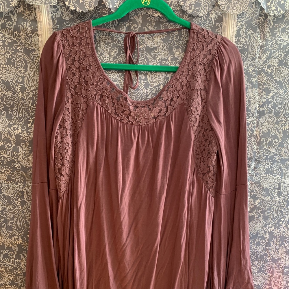 Purple/Mauve Blouse with Bell Sleeves-size Large